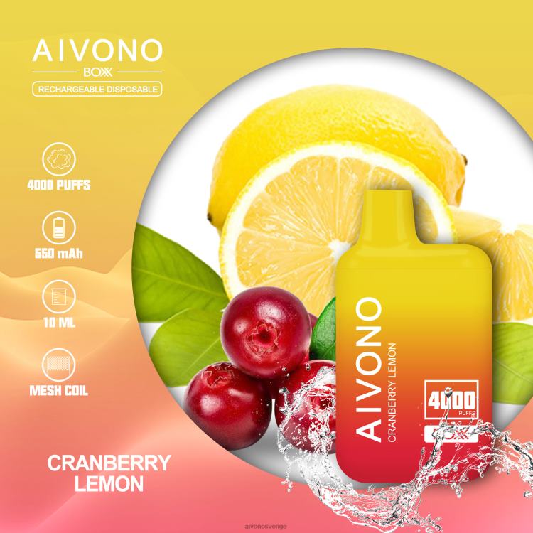 Aivono AIM BOXX 4000 tranbär citron - 80ZTN218 Aivono Sverige