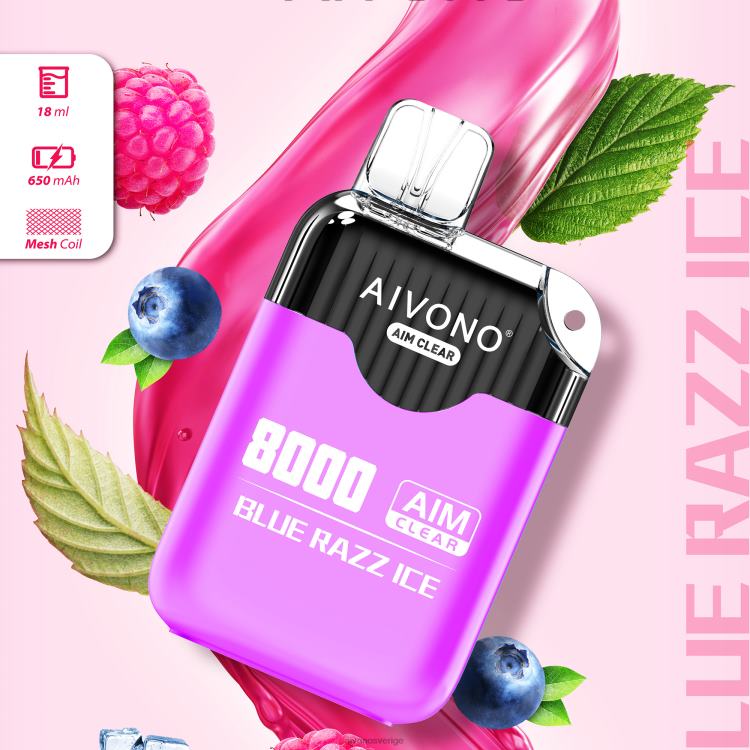 Aivono AIM CLEAR 8000 blå razz is - 80ZTN202 Aivono Sverige