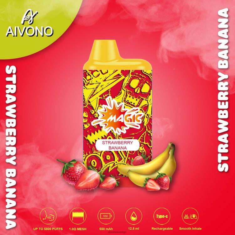 Aivono AIM MAGIC 5800 munlåda cigarett jordgubbsbanan - 80ZTN93 Aivono Vape