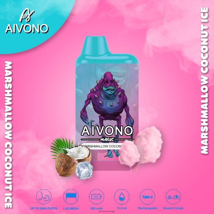 Aivono AIM MAGIC 5800 munlåda cigarett marshmallow kokos is - 80ZTN95 Aivono Vape