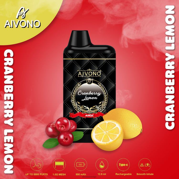 Aivono AIM MAGIC 5800 munlåda cigarett tranbär citron - 80ZTN89 Aivono Vape