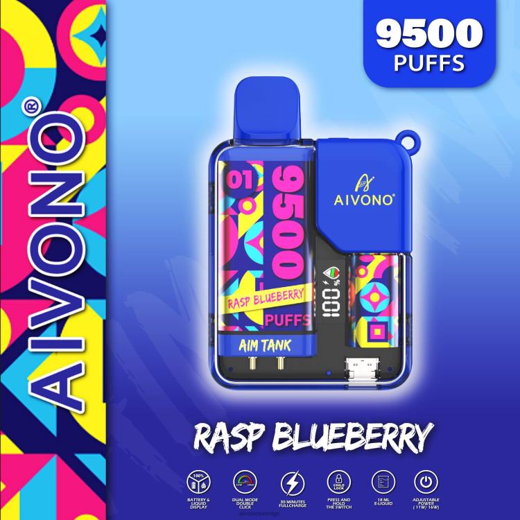 Aivono AIM TANK 9500 hallon blåbär - 80ZTN33 Aivono Vape