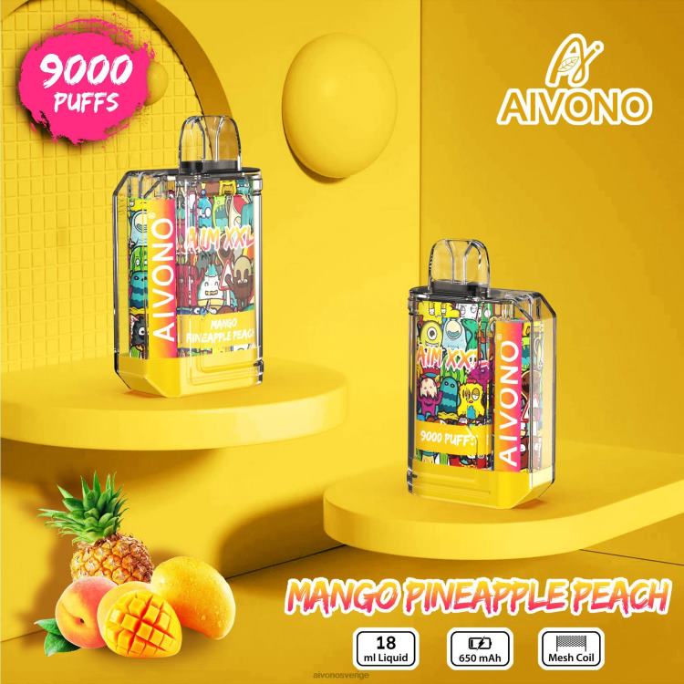 Aivono AIM XXL 9000 mun klistermärke genomskinlig mango ananas persika - 80ZTN49 Aivono Vape