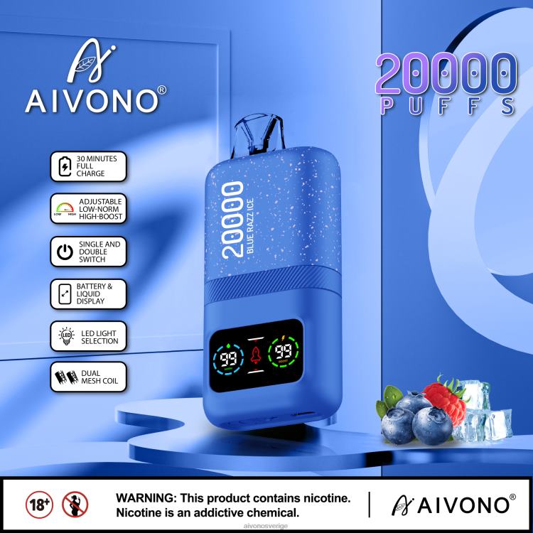 Aivono AIM magic 20 000 blå razz is - 80ZTN79 Aivono Vape