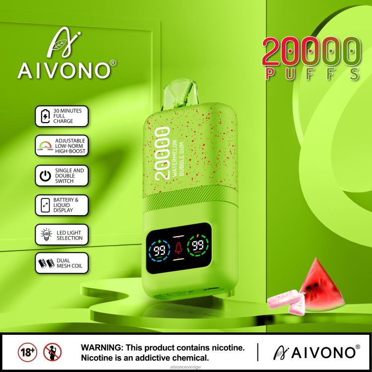 Aivono AIM magic 20 000 vattenmelon tuggummi - 80ZTN82 Aivono Sverige