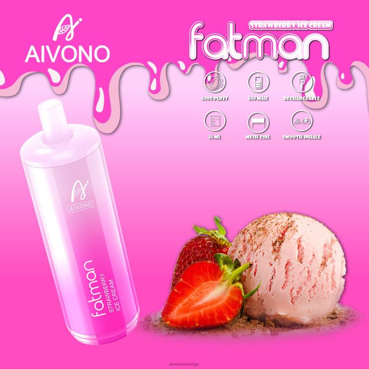 Aivono FATMAN 6800 jordgubbsglass - 80ZTN21 Aivono Vape