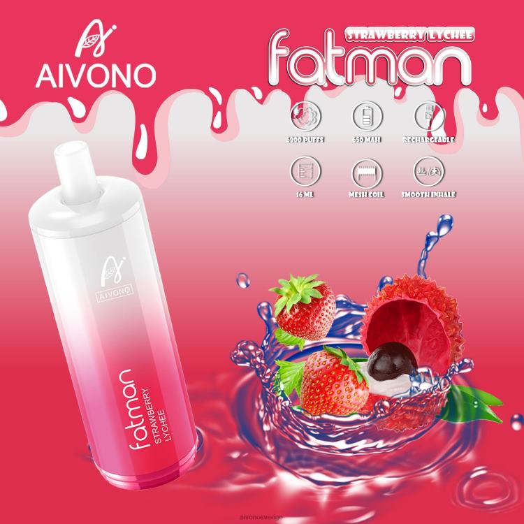 Aivono FATMAN 6800 jordgubbslitchi - 80ZTN23 Aivono Vape