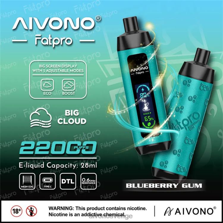 Aivono Fatpro 22 000 blåbärsgummi - 80ZTN9 Aivono Vape