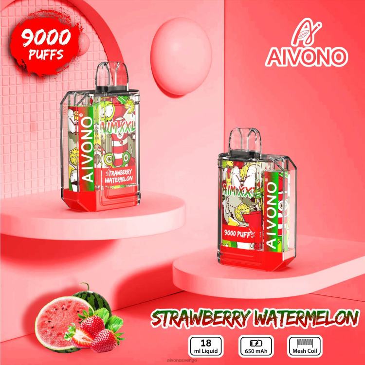 Aivono AIM XXL 9000 mun klistermärke genomskinlig jordgubbsvattenmelon - 80ZTN53 Aivono Vape