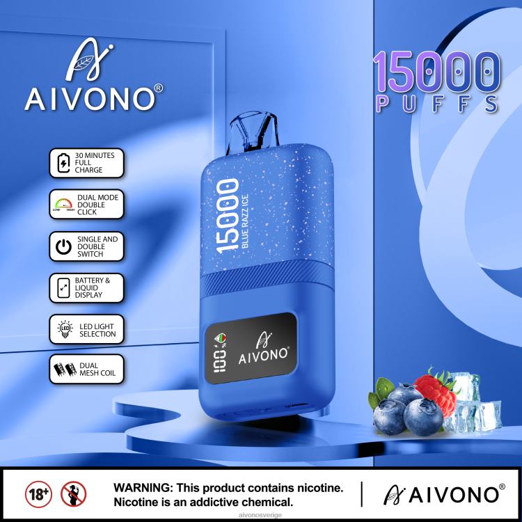 Aivono AIM magic 15 000 blå razz is - 80ZTN64 Aivono Sverige